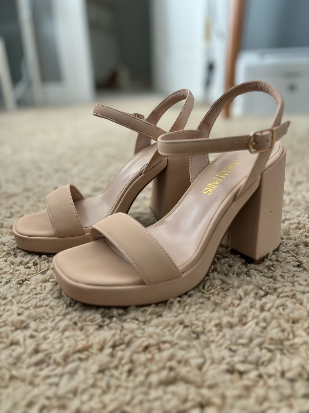 Dream Paris Heels for Women Block Chunky Platform Sandal